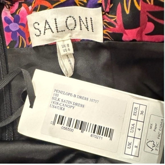 SALONI Penelope Silk Floral Print Sleeveless Midi-Dress Slip Size 4 NEW - Picture 12 of 13